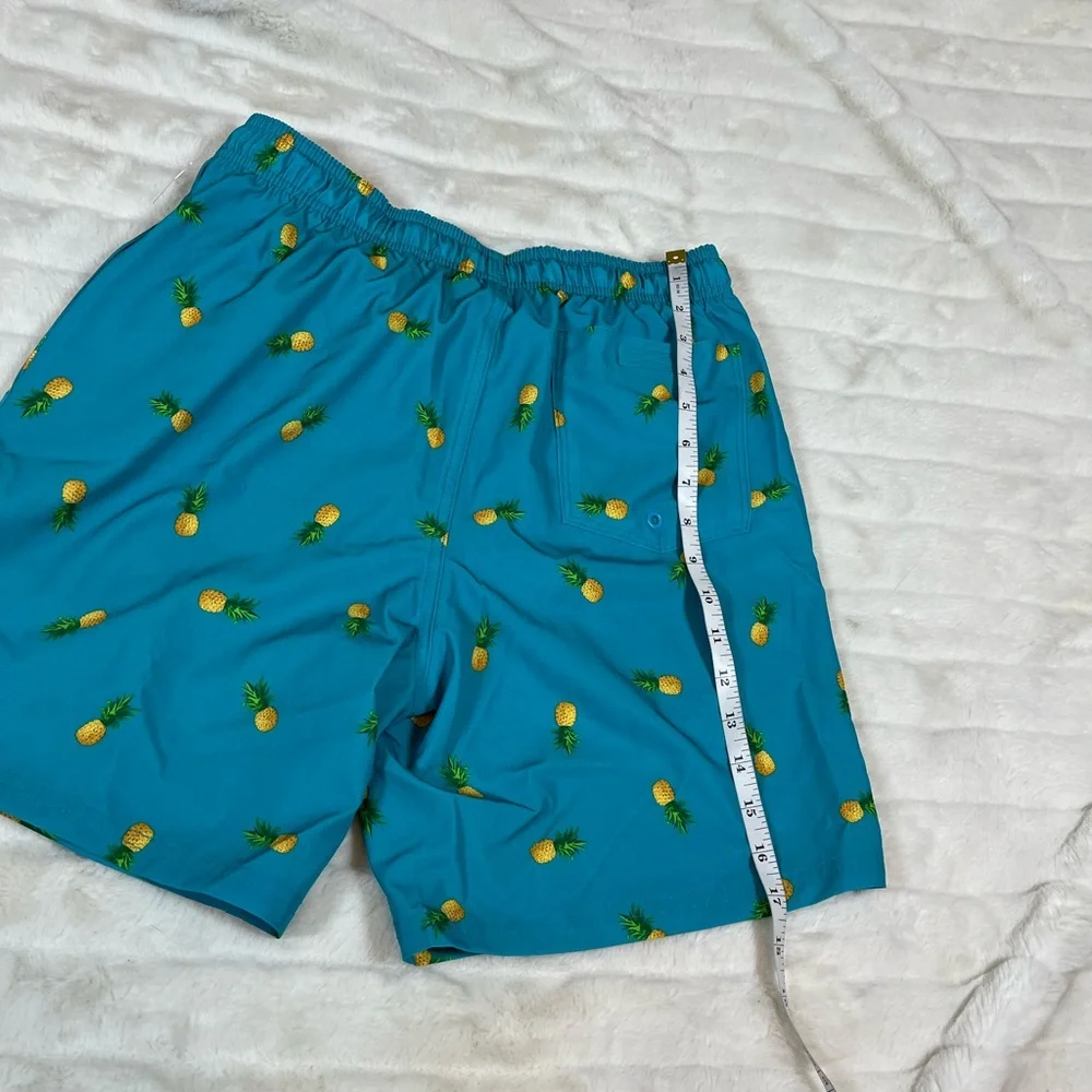 Old Navy Men S Blue Gold Pineapple Print Tropical Swim Trunks Lined Beach Cruise